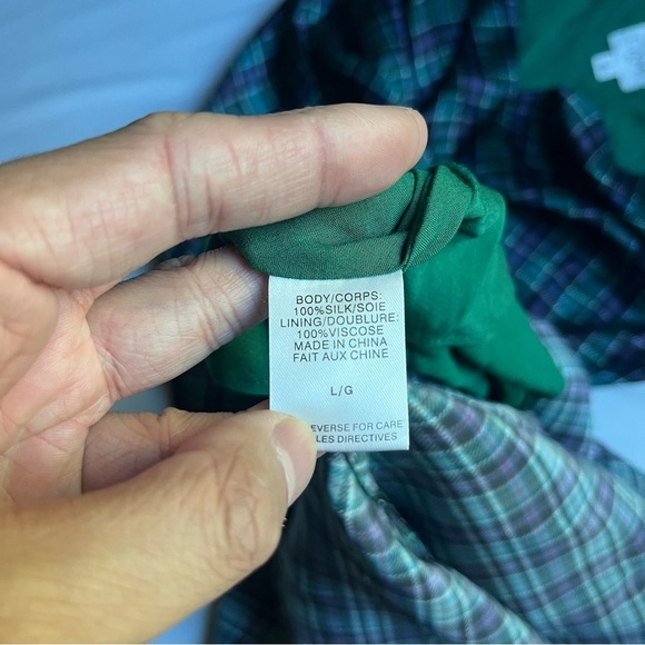 CAMI NYC green plaid silk sleeveless midi slip dress - Picture 5 of 5